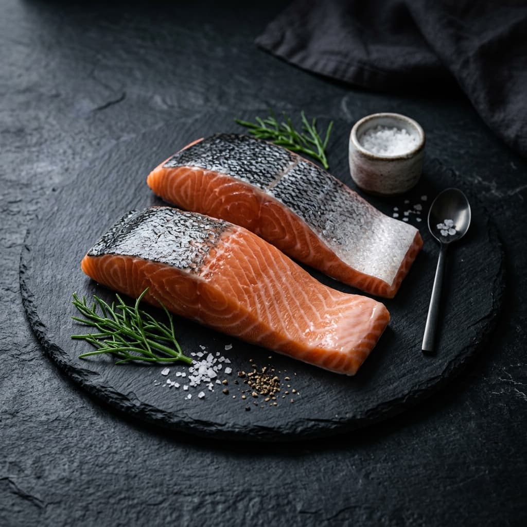 Salmón natural porcionado