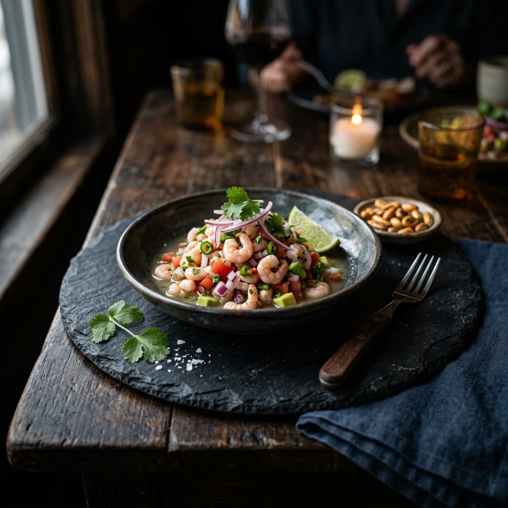 Ceviche Rápido de Camarón Pequeño