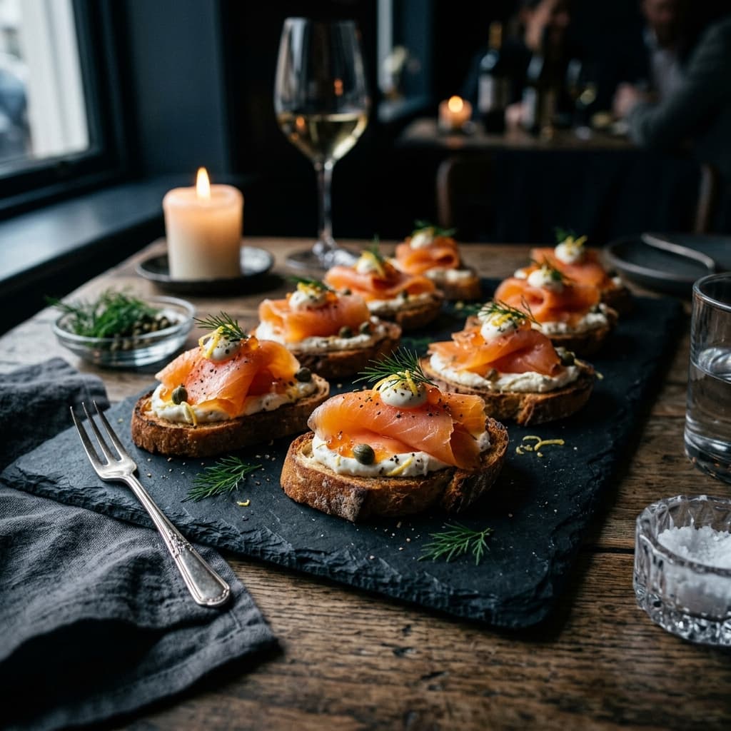 Canapés Premium de Salmón Ahumado