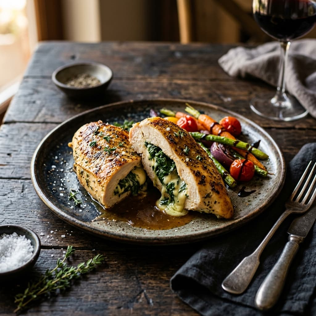 Pechuga de Pollo Rellena de Espinacas y Queso