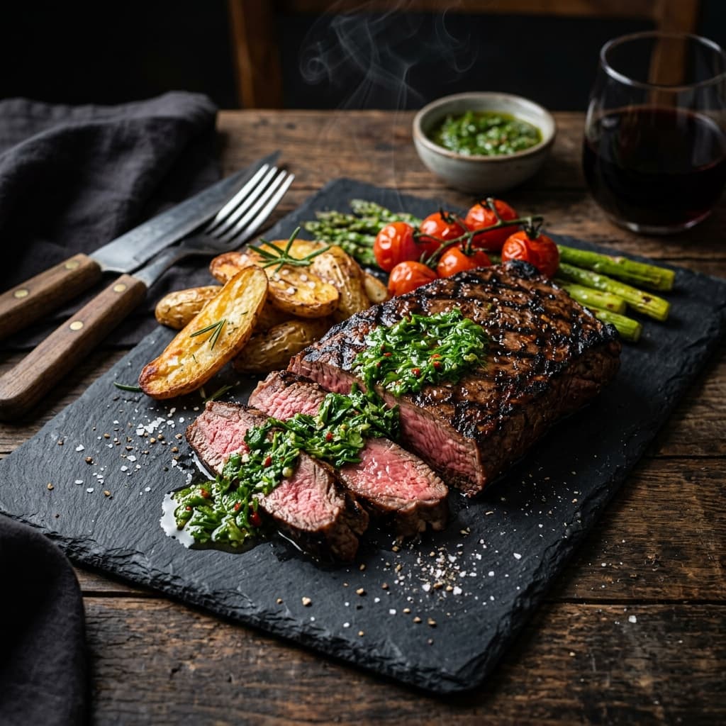 Flat Iron Steak con Chimichurri